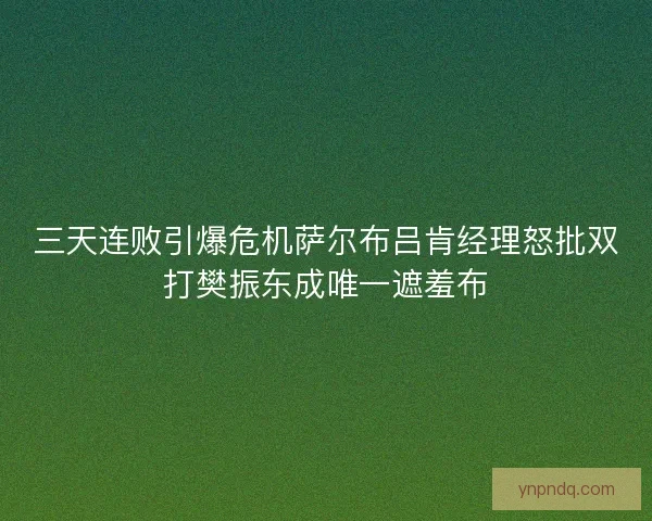 三天连败引爆危机萨尔布吕肯经理怒批双打樊振东成唯一遮羞布